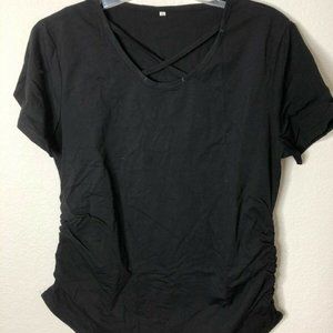 Rnxrbb Womens Short Sleeve Ruched Maternity Shirt